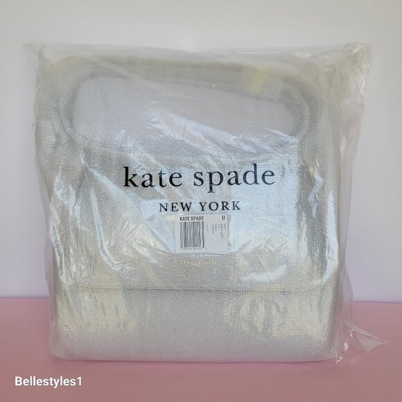 KATE SPADE Hudson Pebbled Leather Medium Flap Convertible Shoulder Bag-Platinum⭐ - Picture 16 of 16